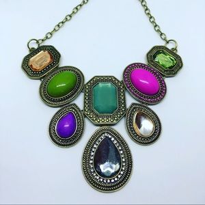 Bib Necklace, Women’s Jewelry Multicolored Stones